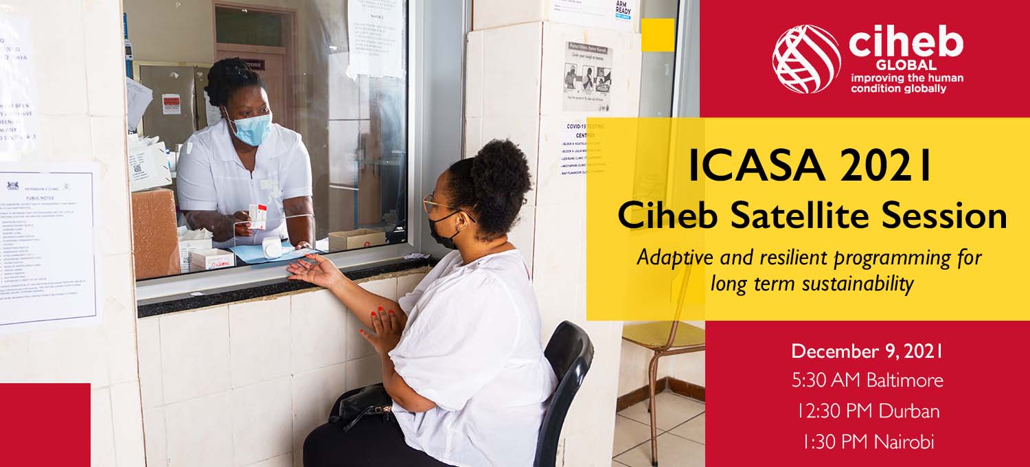 A graphical banner image including a photo of a person receiving medicine from a pharmacy.