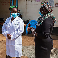 Two women standing