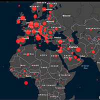 The words COVID-19 superimposed over Africa